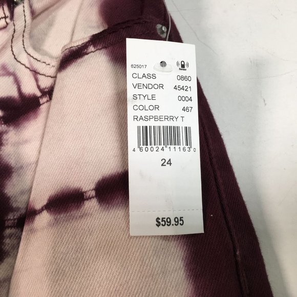 PacSun Tie Dye High Rise Straight Fit Jean, Women's Size 24 - Raspberry - Picture 9 of 16